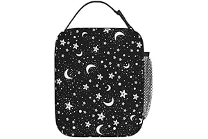Black and White Star Portable Lunch Bag