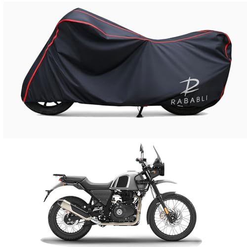 Image of Waterproof Bike Body Cover Compatible for | Royal Enfie Himalayan BS6 | Taffeta Fabric, Red Piping Design, Bottom Elastic Fit | Dustproof, Sun UV & Rain Protection for All Bikes