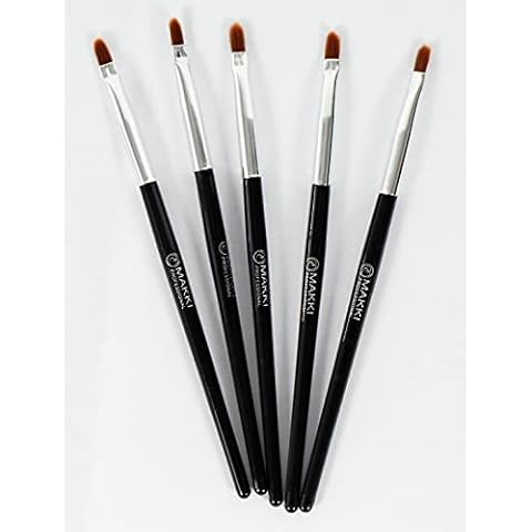 Makki 5 Curved Tip Brush Applicators for Eyelash tint & Eye Brow tinting and lash perm curl Cover