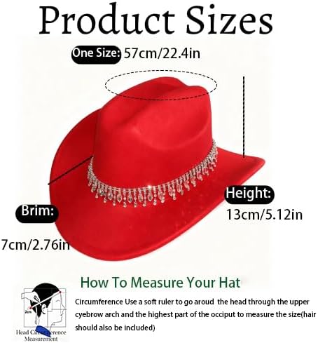 Western Womens Rhinestone Cowboy Cowgirl Hat Wide Brim Diamond Bling Cowgirl Hat for Women - Image 5