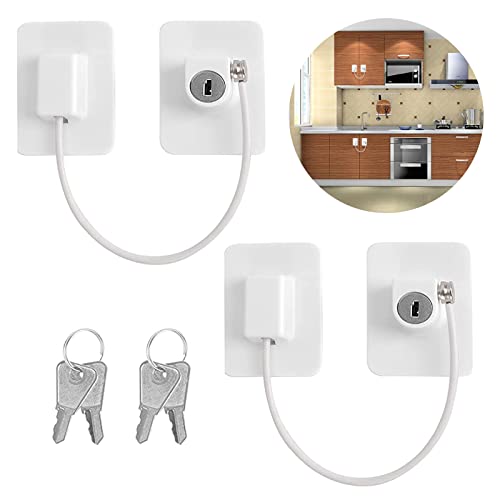 2 Stück Sicherheit Fenster Restrictor Schlösser, Ohne Bohren Sicherheitsschloss Set mit Schlüsseln, Kindersicherung Öffnungsbegrenzer für Baby Sicherheit Kühlschränke Trockner Unterlegscheiben Cover
