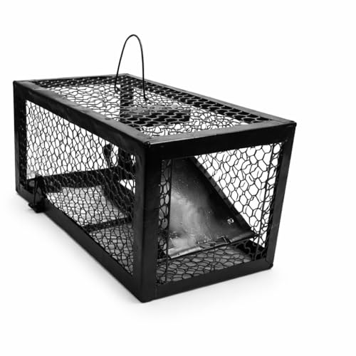 Image of PulGos Mouse Trap Cage Rats | Heavy Duty Iron Rat Trap (Chuha Pinjara) | Rustproof Metal Catch & Release Trapper | Durable Rodent Cage for Home, Kitchen, & Hotel Use(Black)
