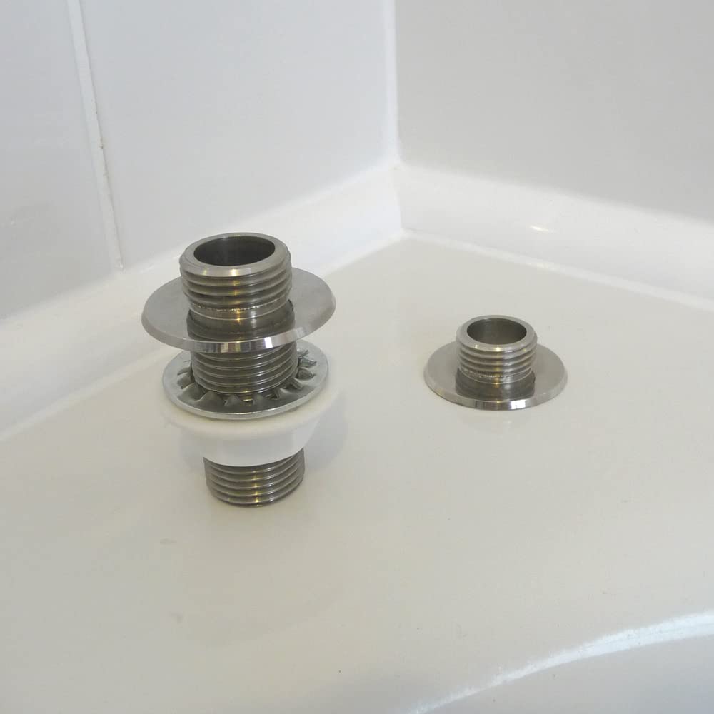 Conector de manguera de ducha a través de bañera, reemplaza a través del bisel de manguera de ducha para evitar fugas y daños por agua, acero inoxidable, fabricado en Reino Unido.