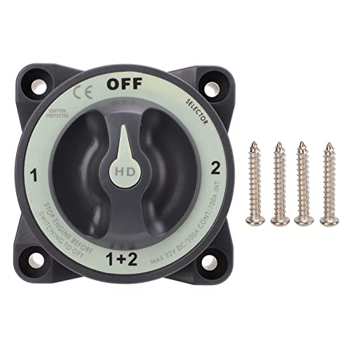 Nutriess Heavy Duty 500A Marine Battery Cut Off Switch 4 Position Battery Disconnect Switch for RV Boat Usage