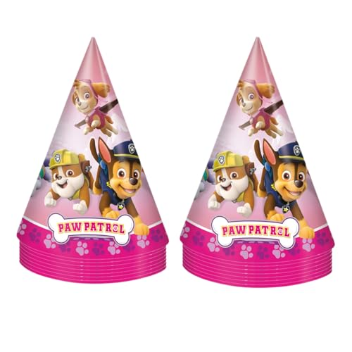 Unique Paw Patrol Girl Party Hats 16 Party Hats with Celebrate With Me Sticker | Kids Birthday Party Supplies