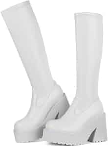 Amazon.com | AMINUGAL Women's Elastic Knee High Platform