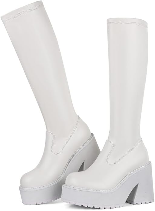くりちゃん【美品】Platform Long Boots DOBOYG Knee High Boots Women Platform Chunky Block Heel