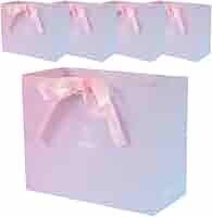 shttown ギフトバッグ 紙袋 5枚セット ピンク／ブルーリボン　L shttown ギフトバッグ 紙袋 5枚セット ピンク／ブルーリボン L