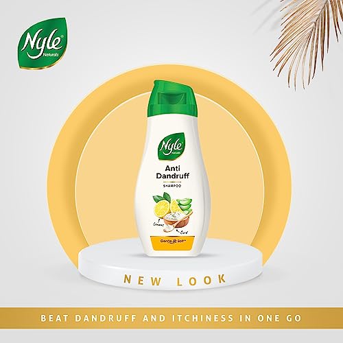 Image of Nyle Naturals Anti Dandruff Shampoo, With Lemon And Curd, Gentle and soft shampoo, PH balanced and Paraben free, For Men and Women,90ml