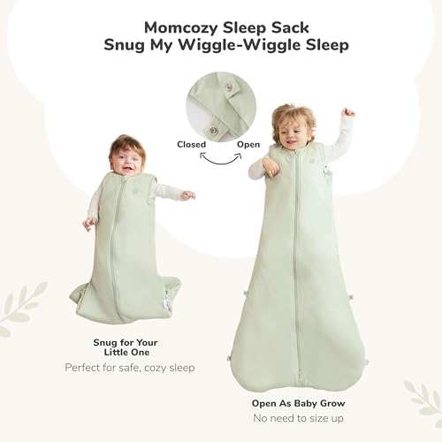 Image of Momcozy Sleep Sack for Toddler 12-24 Months, 1.5 TOG Baby Wearable Blanket with Supportive Plush Filling, Two-Way Zipper for Easy Diaper Changes, Snap-Fit Design for Growing Toddlers, Large, Green