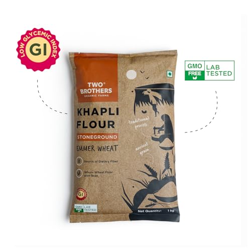 Two Brothers Organic Farms - Khapli Wheat Flour (5kg) | High Dietary Fiber for Easy Digestion | Stoneground Emmer Wheat Atta | Khapli Atta