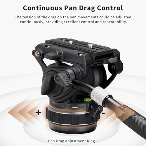 Cayer K10 Pro Heavy Duty Fluid Head, 75mm Base Adjustable Pan Drag 22 Lb - image 3