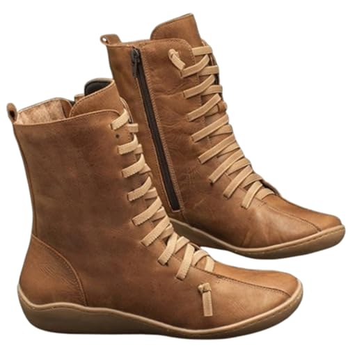Bottines compensées FGRID contre la fatigue de marche avec zip et lacets marron