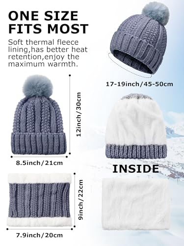 12 Pcs Winter Beanie Hat Scarf Touchscreen Gloves Set Fleece Lined Knit Beanie Hat Neck Warmer Scarf for Men Women2
