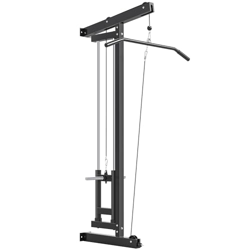 SPORTNOW Estación de poleas para montaje en pared, ajustable, incluye barra de poleas, torre de poleas, carga de hasta 120 kg, estación de fitness, estación de tracción de cable, estación de fuerza