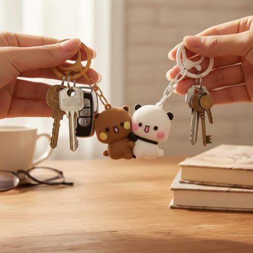 Image of Bubu Dudu Magnetic Couple Keychain for Boyfriend Girlfriend, Cute Bubu and Dudu Gift, Matching HugKeychain for Couples, Bubu and Dudu Keychain