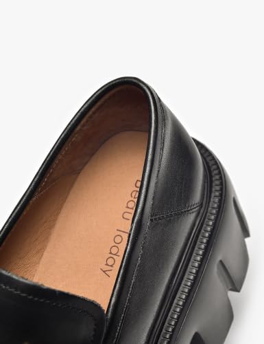 Image of BEAU TODAY Chunky Loafers Women,Platform Loafers for Women,Lug Sole Slip On Leather Classic Penny Shoes,Comfortable Office Work Business Casual Dress Shoes