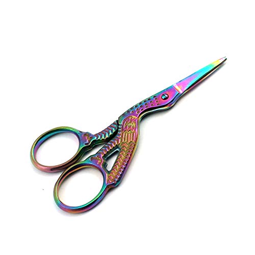 DDP MULTI TITANIUM COLOR RAINBOW STORK SEWING EMBROIDERY SCISSORS 3.5