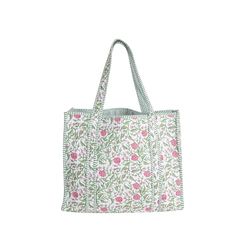 Bolso Tote de Algodón con Estampado Floral, Hecho a Mano miniatura 1