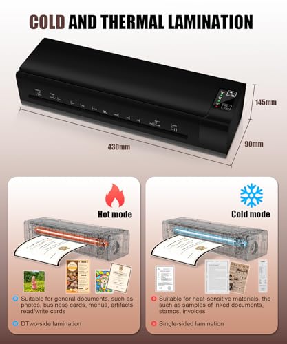 A3 Laminator Machine,13 Inch 9-in-1 Laminating Machine with Laminating Sheets,Thermal Laminator Hot & Cold with Fast Warm Technology for Home,Office or School Supplies,Black