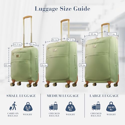 Image of Tommy Bahama 3-Piece Rolling Luggage Set, Soft-Sided Suitcases with Wheels, 22, 26, and 30 Inch, Sage