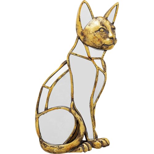 Kare Design Cat Mirror - Objet mural doré élégant - Décoration de chambre - Accessoire de décoration murale - Motif animal - Miroir - Pour salon, couloir,...
