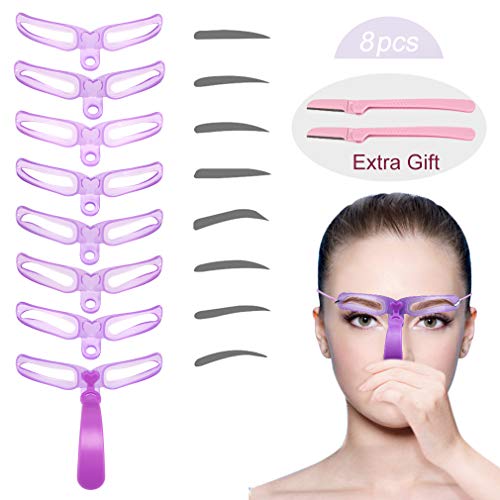 TOBATOBA 8 Style Eyebrow Stencils,eyebrow assistant tool,Eyebrows Grooming Stencil with 2pcs Eyebrow Razor Kit,Shaping Templates,Eyebrow Stencils Reusable,Eyebrow Drawing Guide Card
