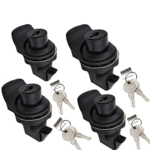 4Pcs Push Button Latch Series Plastic & Metal to Close Latch with Locking for Marine Boat Tool Box Latch, Glove Box Latch Hinges