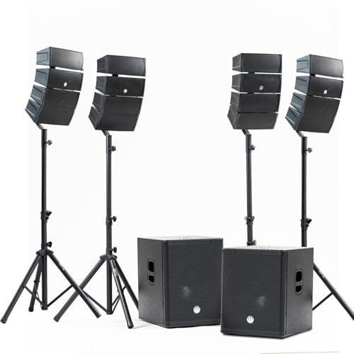 Pack Sonorisation DJ Complet 2400W BM Bmsonic BMS-15-ARRAY-BT, 4 Enceintes Satellites, Caissons 38cm USB/Bluetooth Supports Câbles