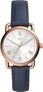 Fossil Damenuhr Copeland, Quarzwerk, 34mm Rose Gold Edelstahlgehäuse mit Lederarmband, ES4824