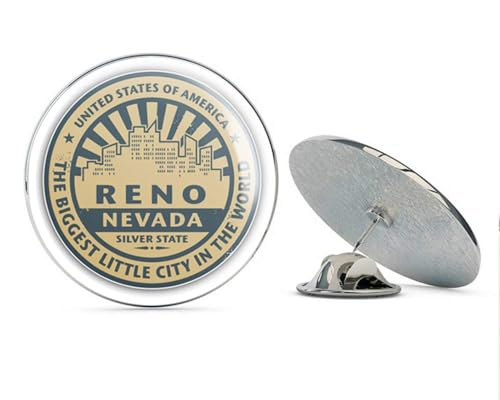 Reno City USA Label Round Metal 0.75" Lapel Pin Hat Shirt Pin Tie Tack Pinback2