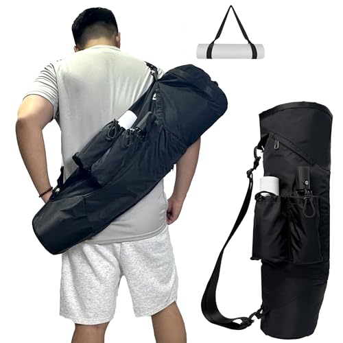 Uhawi Yoga Mat Bag, with Water Bottle Pocket and Big Wet Pocket & Yoga strap & Large Capacity, Stylish & Functional Fitness Mat And Essential items for Women & Men (black)