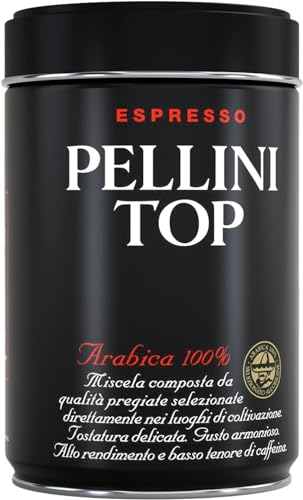 Pellini Café Top 100% Arabica, Café Moulu pour Moka à l'Arôme Intense et Enveloppant, Mélange 100% Arabica à la Torréfaction Délicate, Paquet de 250g
