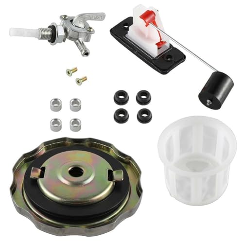 Helilyco Grifo de tanque de combustible para generador con filtro y tapa de calibre, compatible con tanques secundarios de 5 galones y 7 galones para generadores Honda, Kawasaki y cortadoras de césped