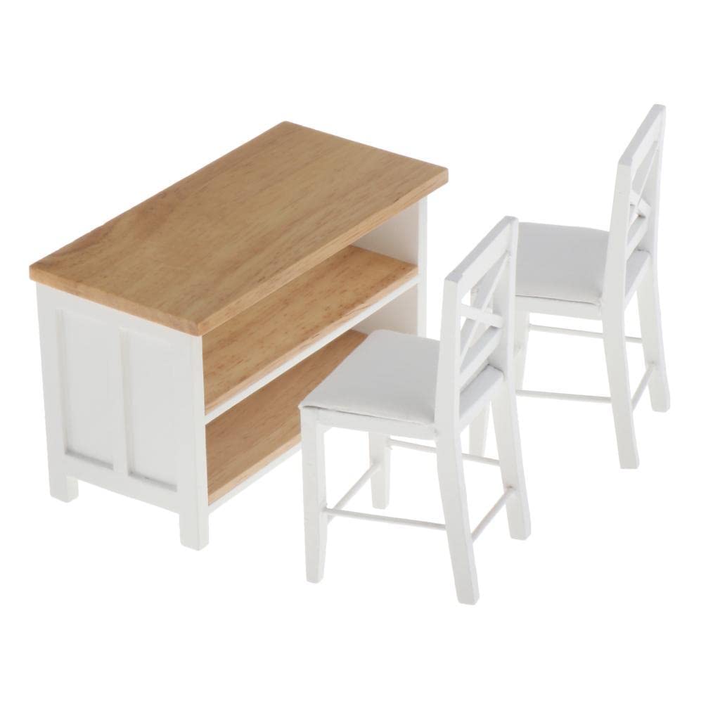 Casa delle Bambole Mini Hobby Set Mobili in Legno Miniaturizzato Accessori Realistici Sedia E Tavolo 1 12 Design Raffinato Fai da Te Adatta per, 3Pcs Cabinet Sedie