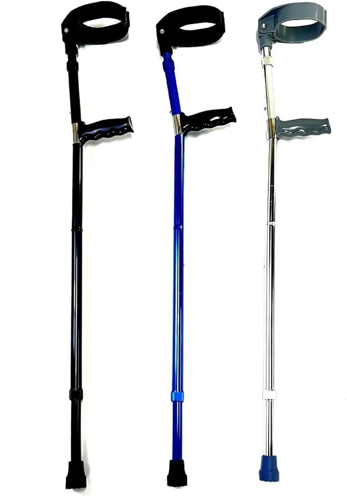 Regulowane kule dla dorosłych, kule przedramionowe z obrotowym mankietem zamkniętym (para), lekkie aluminiowe składane kule łokciowe z ergonomicznymi wygodnymi uchwytami na nadgarstki (Color : Blue)