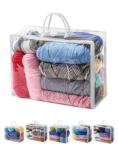Image of 6 Packs Large Yarn Storage Bags, Clear Yarn Storage Organizer with Zippers and Handles, Crochet Bag Knitting Bag for Knitting Needles Crochet Hooks-17.75 * 6.69 * 11.8 inches