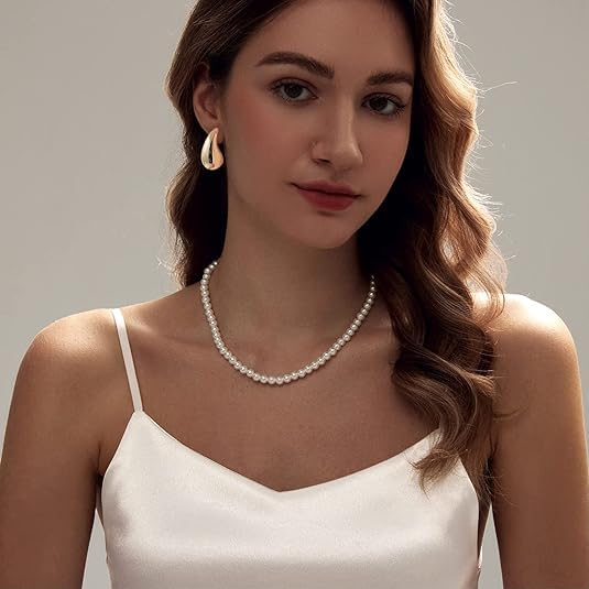 Gold Teardrop Earrings for Women 14K Gold Plated Water Drop Earrings Not Allergic Chunky Gold Earrings Lightweight Trendy Hoop Earrings for Women,Chunky Gold Silver Drop Earrings Fashion Jewelry GIF by NIUTA - Used condition - Image 5