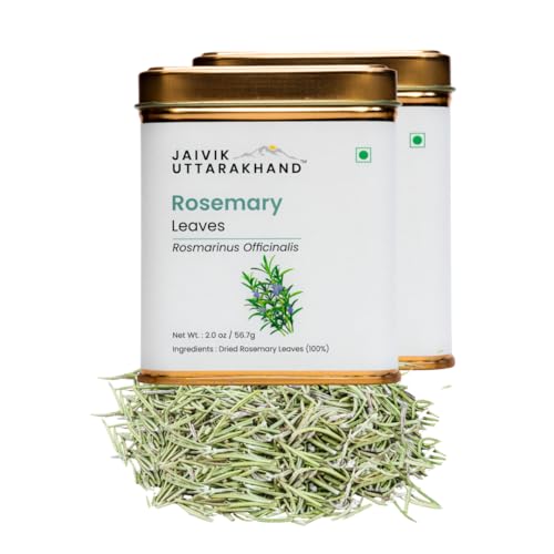 Image of Jaivik Uttarakhand Rosemary Dry Leaves Tea (113.4 g), Hair Growth, Gluten GMO Caffeine Free, Salvia Rosmarinus, Pack of 2 Tin Box