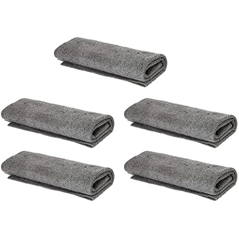 papasgix Microfibre Cleaning Cloth Pack of 5, Lint Free Microfibre Super Magic Cleaning Cloths, Reusable Absorbent Polishing Microfiber Cleaning Cloth for Home Kitchen(grey,20*30cm) Cover