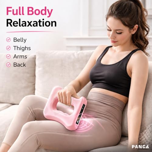 Image of PANCA Electric Belly Fat Massager Belt with Heat & Vibration | Abdominal Waist Slimming & Muscle Relaxation Device | Portable Body Shaping Fascia Massager for Home Use (Pink)