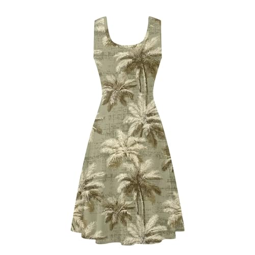 Image of Women Stylish Tank Dresses Sleeveless Round Neck Midi Casual Dress with Pocket for Summer