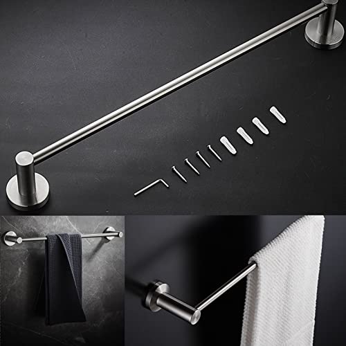 Roestvrij staal enkele staaf handdoekstang rail 90cm 100cm 110cm 120cm - dik groot formaat, schroeven montage houder rek voor keuken en badkamer, geborsteld (maat: 60 cm) praktisch - Image 4