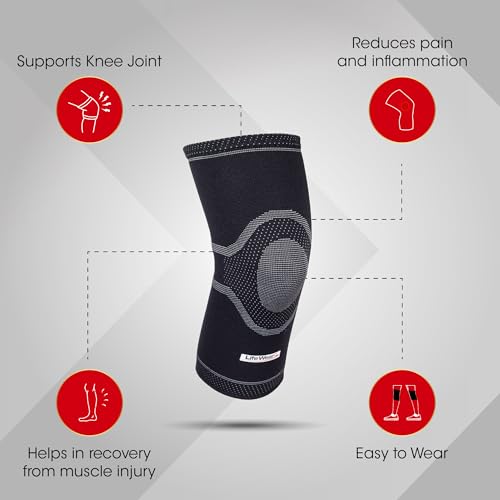 Image of LifeWear Knee Cap, Knee Sleeves for Pain Relief, Provide Optimum Compression and Support During Gymming and Running, Lightweight and Stretchable, For Daily Activities, For Men and Women, Size (S) - Pack of 2