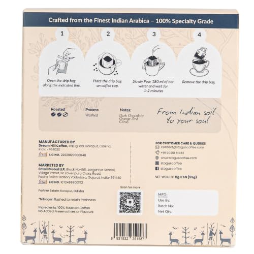 Image of STOGUS Coffee | Toasted Autumn | Arabica Coffee Bags | Pack of 5 (11g x 5) | Medium Roast | Caramel, Almond & Grapefruit Notes (Espresso)