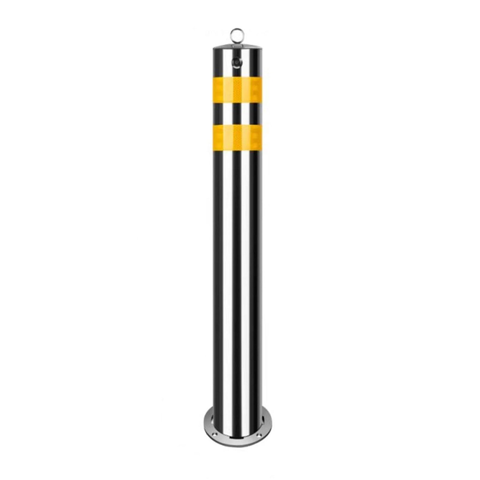 Poste De Bolardo De Seguridad De Control De Tráfico Extraíble Bolardo De Estacionamiento De Acero Inoxidable Bloqueable Con Tiras Reflectantes(60cm/23.7in)