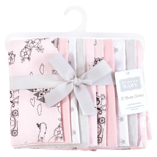 Hudson Baby Unisex Baby Flannel Burp Cloth 10pk, Fairytale Princess, One Size2