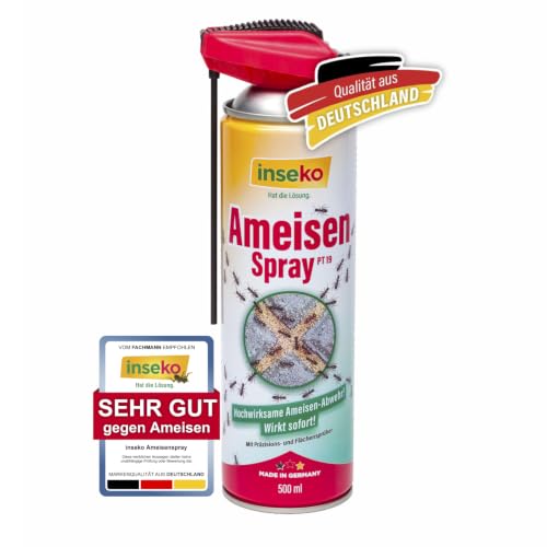 inseko Ameisenspray mit Sprührohr 500 ml - Ameisen Spray mit Sofortwirkung - Effektive Ameisenabwehr - Gegen Ameisen & Ameisennester - Schutz für Haus Garten & Terrasse (PT19) (500ml)