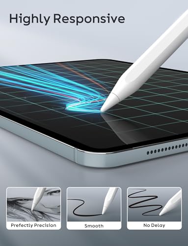 قلم ايباد الجيل التاسع والعاشر، قلم ستايلس سريع الشحن لمدة 10 دقائق لقلم ابل 1/2 6/7/8/9/10، برو 11 انش و12.9 انش، اير 3/4/5، ميني 5/6 مع خاصية رفض راحة اليد، حساسية للامالة