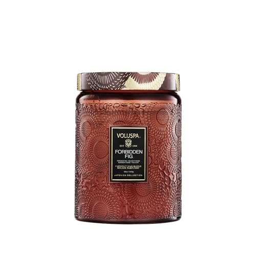 Voluspa Forbidden Fig Candle, 18 oz, Coconut Wax Blend, Scented Candles for Home, 100 Hour Burn Time, Candle Jars